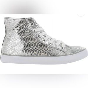 🤍 Silver Sequin High-Top Sneakers 🩶🤍